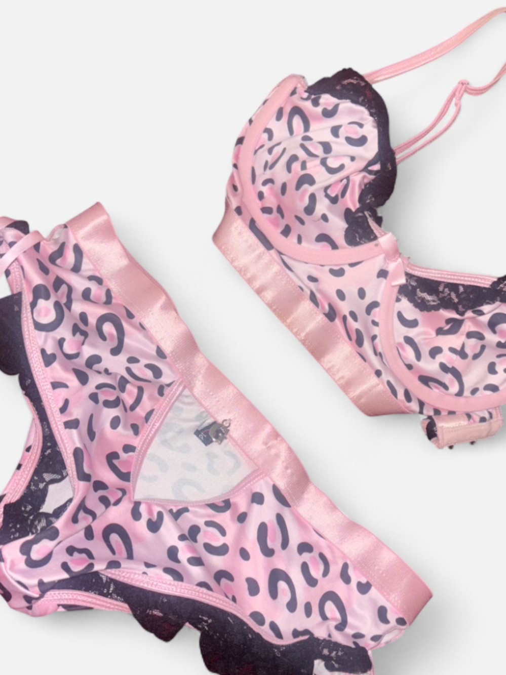 Pink Leopard Lace Lingerie Set